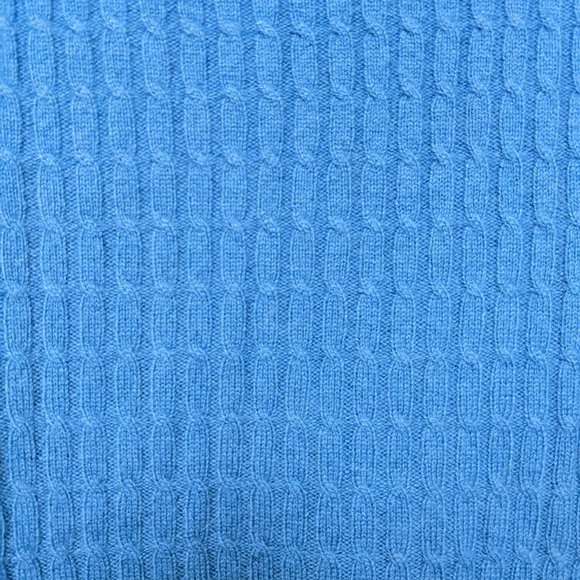 Neiman Marcus Cashmere Cable Knit V Neck Sweater Blue Small - Picture 5 of 7
